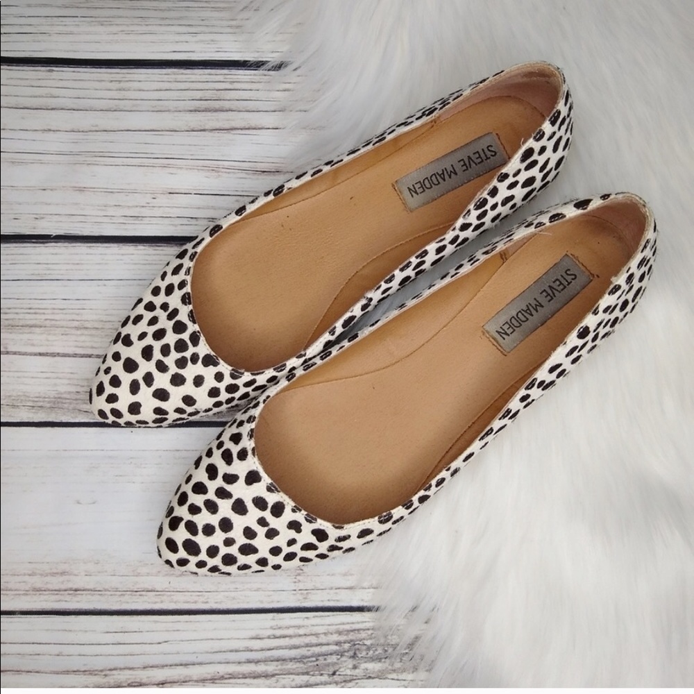 Steve Madden Dalmatian spotted calf-hair flats